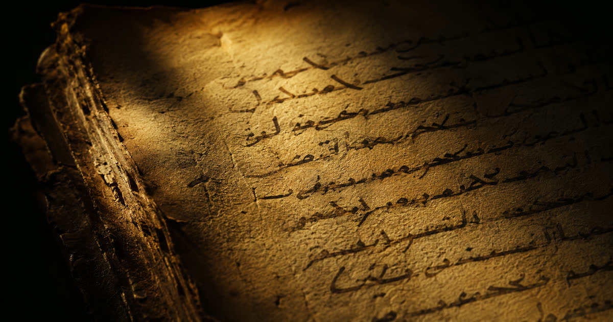 An ancient consonantal manuscript page, representing the textual history of the Quran