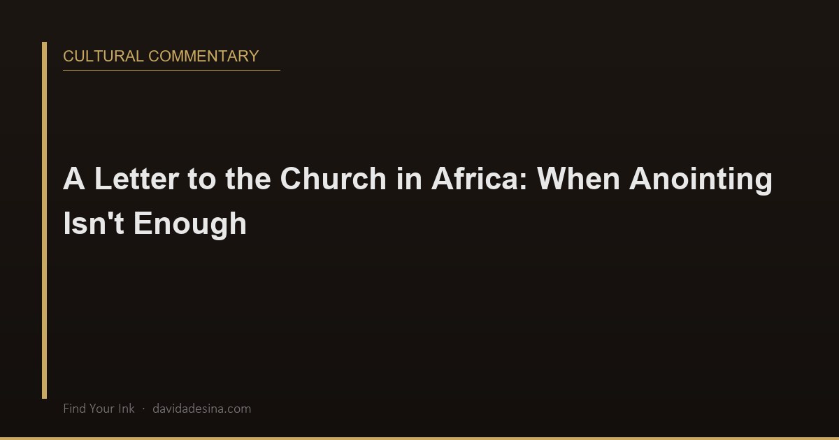 A letter to the African church