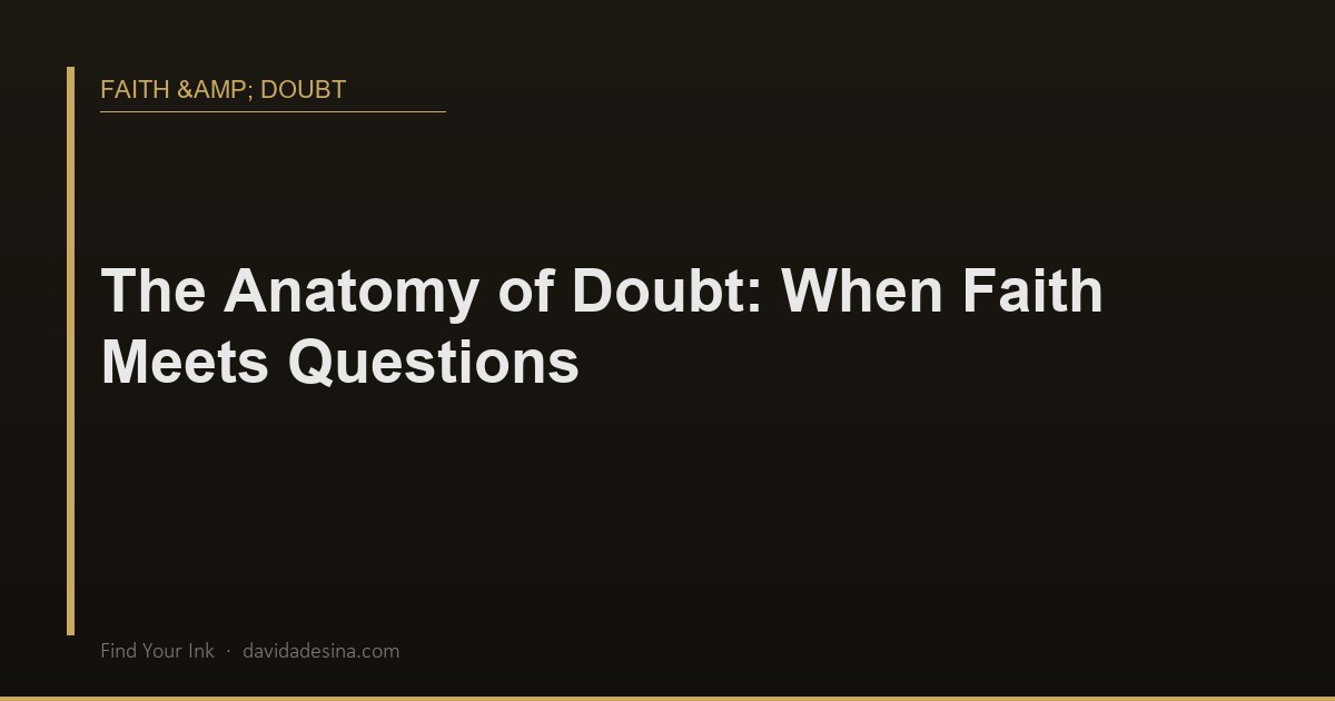A single figure standing at the edge of a cliff in fog — the moment faith meets its hardest questions